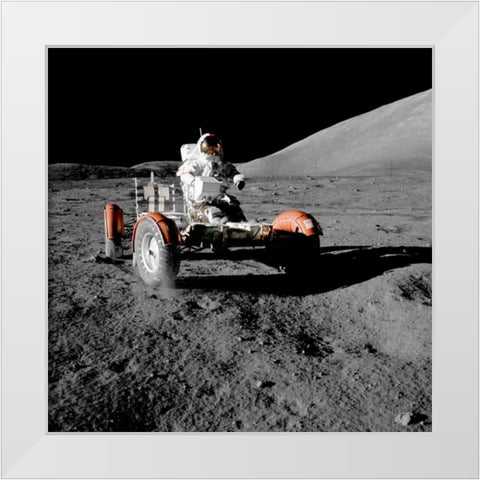 Lunar Roving Vehicle, Apollo 17, 1972 White Modern Wood Framed Art Print by NASA