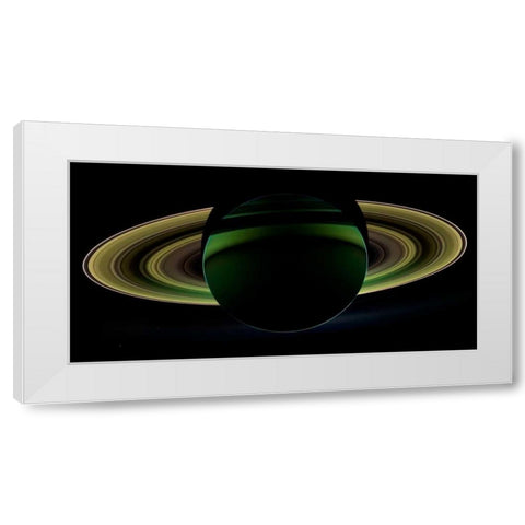 The dark side of Saturn viewed from Cassini, December 18, 2012 White Modern Wood Framed Art Print by NASA