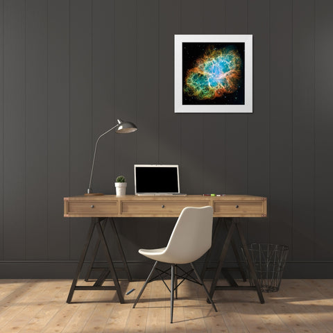 Crab Nebula Mosaic White Modern Wood Framed Art Print by NASA