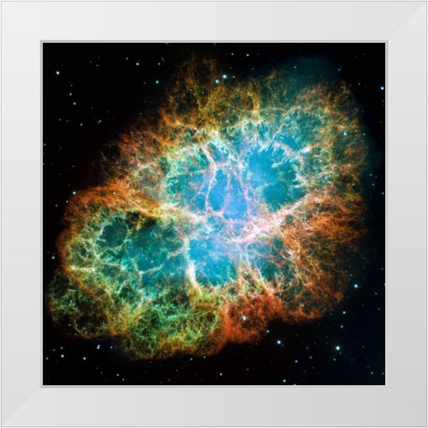 Crab Nebula Mosaic White Modern Wood Framed Art Print by NASA