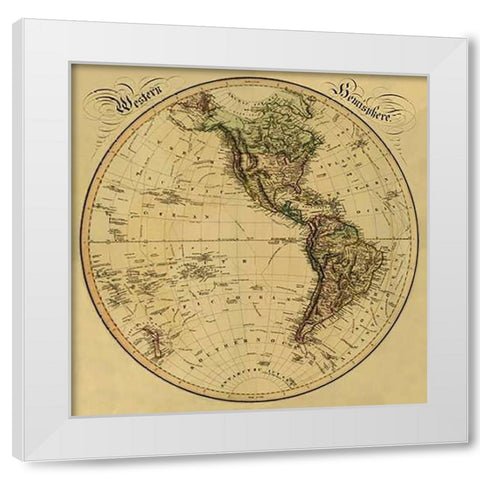 Western Hemisphere, 1831 - Tea Stained White Modern Wood Framed Art Print by Lizars, Daniel