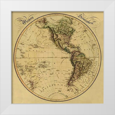 Western Hemisphere, 1831 - Tea Stained White Modern Wood Framed Art Print by Lizars, Daniel