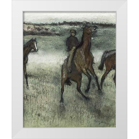 Race Horses (right) White Modern Wood Framed Art Print by Degas, Edgar