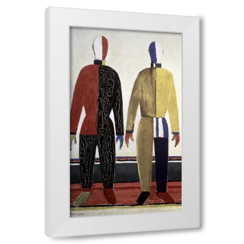 Sportsmen (left) White Modern Wood Framed Art Print by Malevich, Kazimir