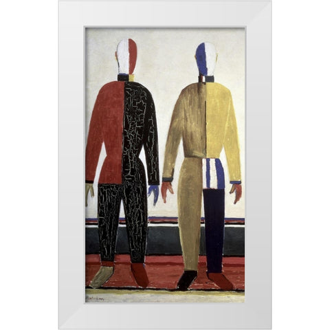 Sportsmen (left) White Modern Wood Framed Art Print by Malevich, Kazimir