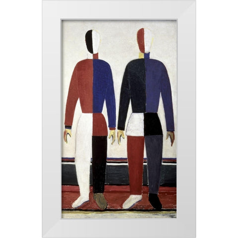 Sportsmen (right) White Modern Wood Framed Art Print by Malevich, Kazimir