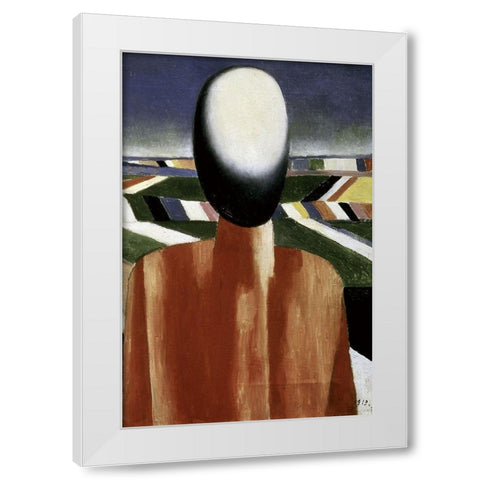 Two Farmers (right) White Modern Wood Framed Art Print by Malevich, Kazimir