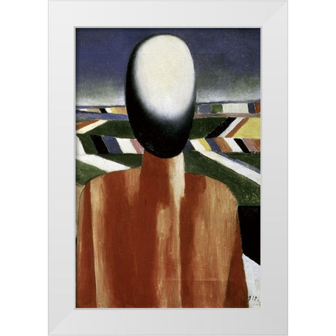 Two Farmers (right) White Modern Wood Framed Art Print by Malevich, Kazimir