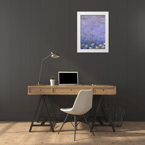 Water Lilies: Morning, c. 1914-26 - left White Modern Wood Framed Art Print by Monet, Claude