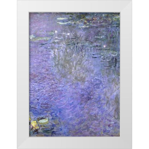 Water Lilies: Morning, c. 1914-26 (center) White Modern Wood Framed Art Print by Monet, Claude