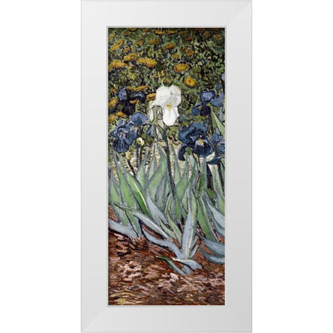 Irises - left White Modern Wood Framed Art Print by Van Gogh, Vincent