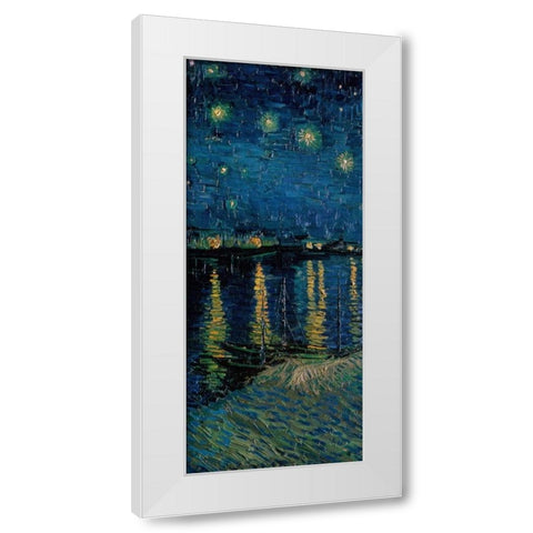 Starlight Over the Rhone - center White Modern Wood Framed Art Print by Van Gogh, Vincent