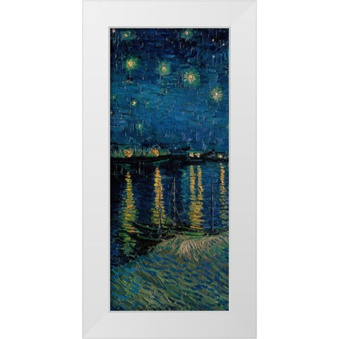 Starlight Over the Rhone - center White Modern Wood Framed Art Print by Van Gogh, Vincent