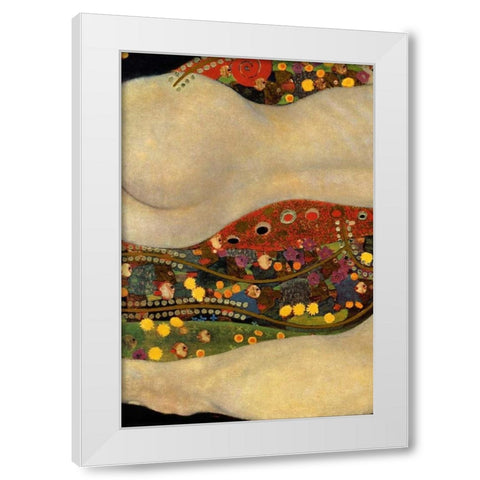 Sea Serpents V - left White Modern Wood Framed Art Print by Klimt, Gustav