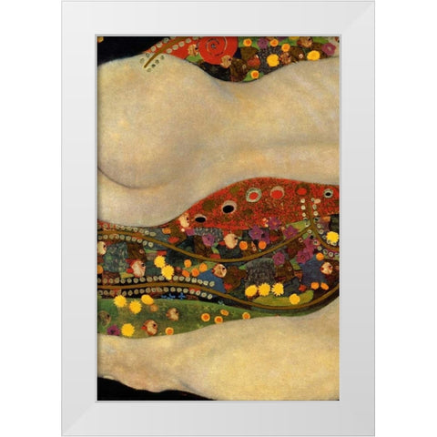 Sea Serpents V - left White Modern Wood Framed Art Print by Klimt, Gustav