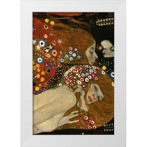 Sea Serpents V - right White Modern Wood Framed Art Print by Klimt, Gustav