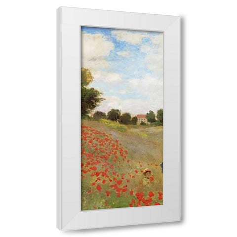 Field Of Poppies (Les Coquelicots) 1873 (center) White Modern Wood Framed Art Print by Monet, Claude