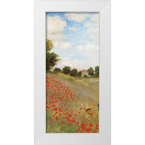 Field Of Poppies (Les Coquelicots) 1873 (center) White Modern Wood Framed Art Print by Monet, Claude