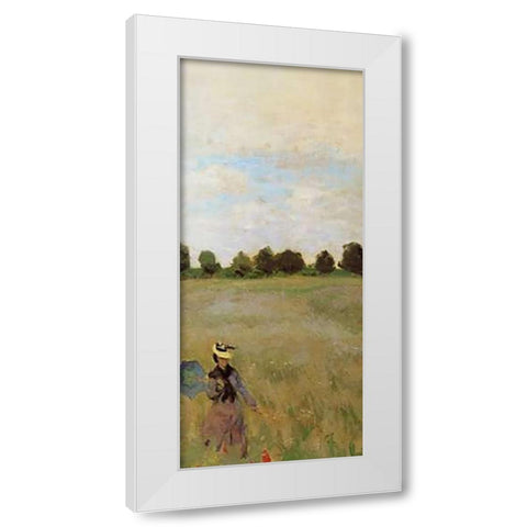 Field Of Poppies (Les Coquelicots) 1873 (right) White Modern Wood Framed Art Print by Monet, Claude