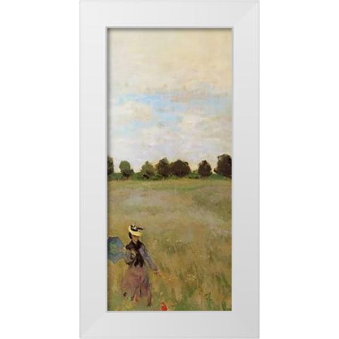Field Of Poppies (Les Coquelicots) 1873 (right) White Modern Wood Framed Art Print by Monet, Claude