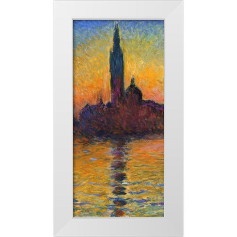 Twilight Venice - left White Modern Wood Framed Art Print by Monet, Claude