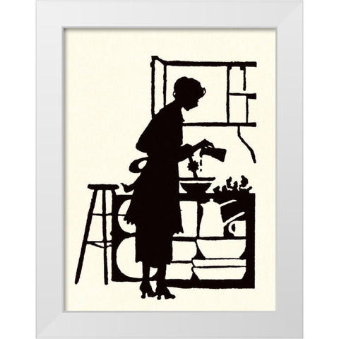 Homemaker Waters Plants in a Home White Modern Wood Framed Art Print by Parrish, Maxfield