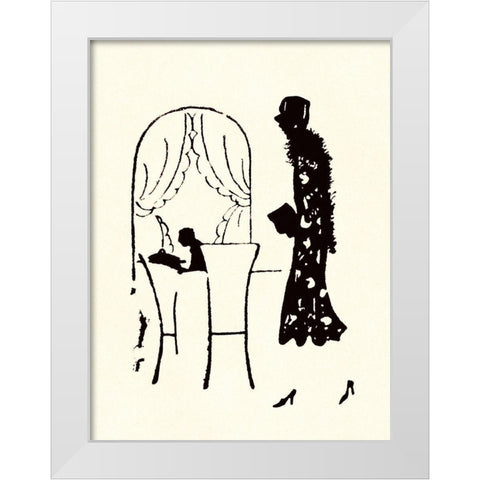 Dressed Woman Walks Into a Restaurant White Modern Wood Framed Art Print by Parrish, Maxfield