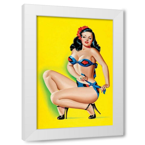 Beauty Parade Magazine: Pinup in a Bikini White Modern Wood Framed Art Print by Driben, Peter