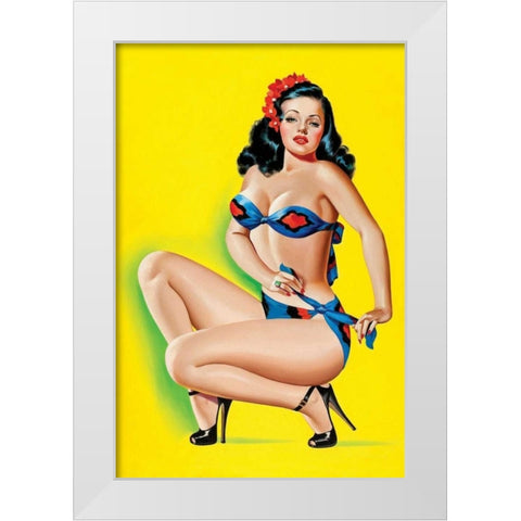 Beauty Parade Magazine: Pinup in a Bikini White Modern Wood Framed Art Print by Driben, Peter