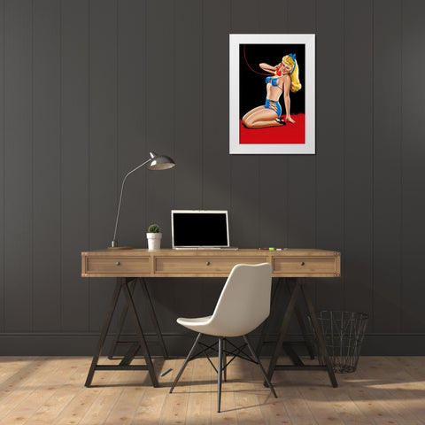 Eyeful Magazine: Pin up in Blue Bikini White Modern Wood Framed Art Print by Driben, Peter
