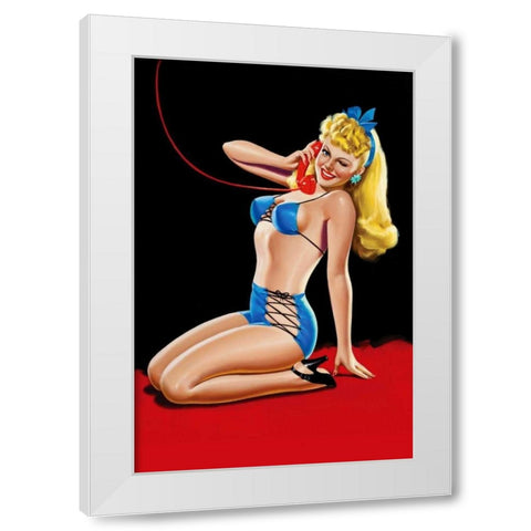 Eyeful Magazine: Pin up in Blue Bikini White Modern Wood Framed Art Print by Driben, Peter