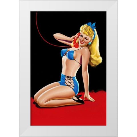 Eyeful Magazine: Pin up in Blue Bikini White Modern Wood Framed Art Print by Driben, Peter