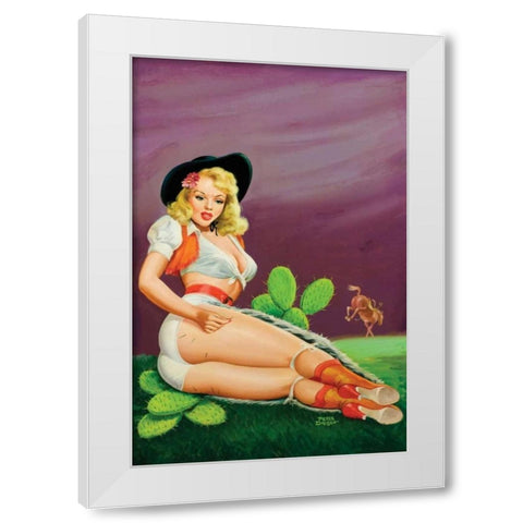 Flirt Magazine: Fallin  on the Cactus White Modern Wood Framed Art Print by Driben, Peter