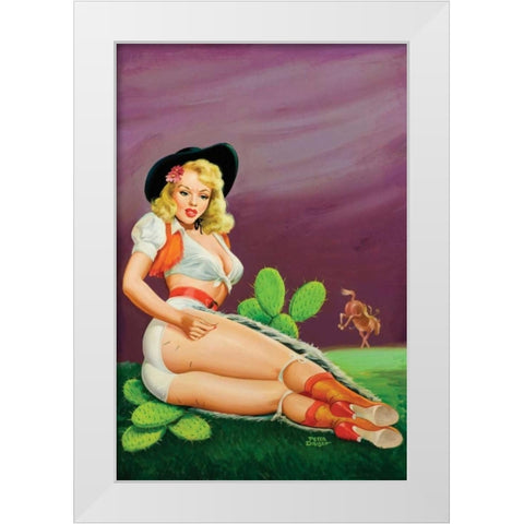 Flirt Magazine: Fallin  on the Cactus White Modern Wood Framed Art Print by Driben, Peter