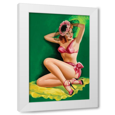 Flirt Magazine: Pinup with Hat White Modern Wood Framed Art Print by Driben, Peter