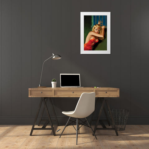 The Prisoner - Pulp Cover White Modern Wood Framed Art Print by Driben, Peter