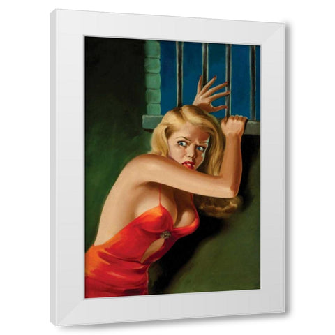 The Prisoner - Pulp Cover White Modern Wood Framed Art Print by Driben, Peter
