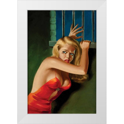 The Prisoner - Pulp Cover White Modern Wood Framed Art Print by Driben, Peter