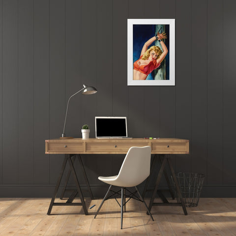 Pulp Cover - The Captive White Modern Wood Framed Art Print by Driben, Peter