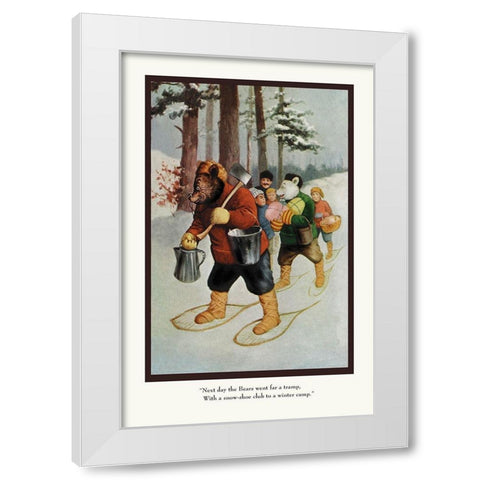 Teddy Roosevelts Bears: The Snow-Shoe Club White Modern Wood Framed Art Print by Culver, R.K.