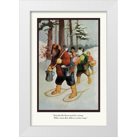 Teddy Roosevelts Bears: The Snow-Shoe Club White Modern Wood Framed Art Print by Culver, R.K.