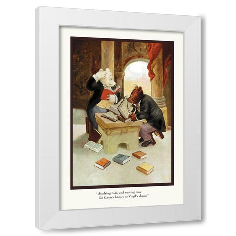 Teddy Roosevelts Bears: Teddy B and Teddy G Studying Latin White Modern Wood Framed Art Print by Culver, R.K.