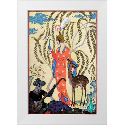Persia White Modern Wood Framed Art Print by Barbier, Georges