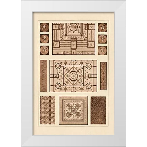 Painted Ceilings and Pavements from Pompeii White Modern Wood Framed Art Print by Buhlmann, J.