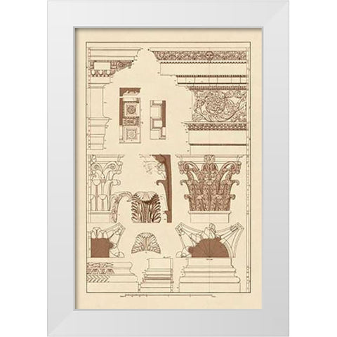 Entablatures, Capitals and Bases White Modern Wood Framed Art Print by Buhlmann, J.