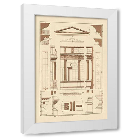 Pediment of Temple at Assisi White Modern Wood Framed Art Print by Buhlmann, J.