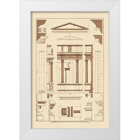 Pediment of Temple at Assisi White Modern Wood Framed Art Print by Buhlmann, J.