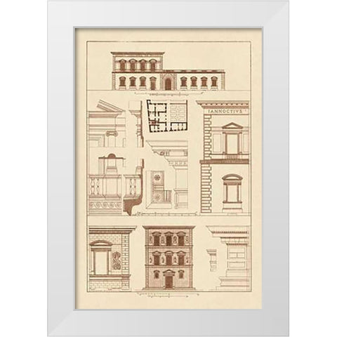 Palazzos Pandolfini and Bartolini at Florence White Modern Wood Framed Art Print by Buhlmann, J.