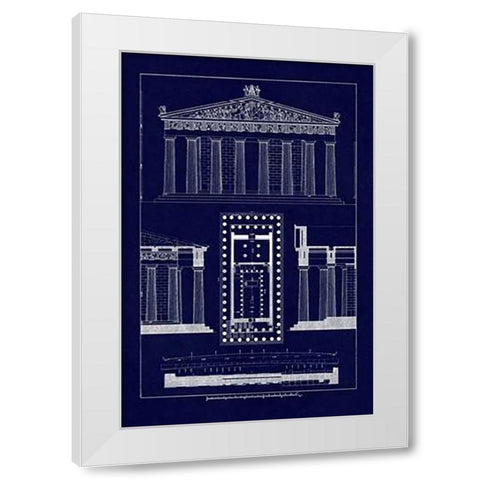 The Parthenon at Athens (Blueprint) White Modern Wood Framed Art Print by Buhlmann, J.