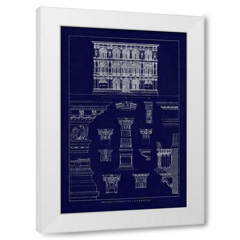Palazzo Vendramin-Calergi at Venice (Blueprint) White Modern Wood Framed Art Print by Buhlmann, J.
